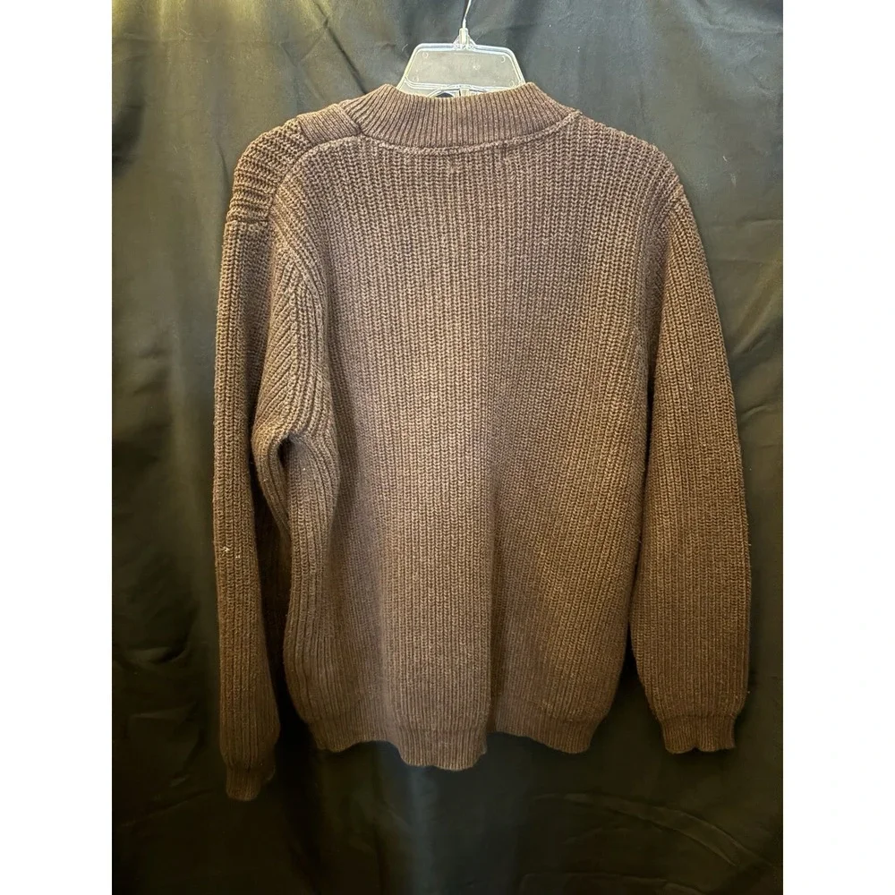 EDDIE BAUER Henley‎ Sweater Mens M Brown Knit Pullover - Picture 3 of 11
